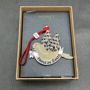 Monet 2021 Christmas Ornament Holiday Peace on Earth Dove Silver Tone New in Box